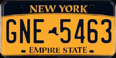 NY license plate GNE5463