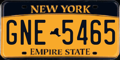 NY license plate GNE5465