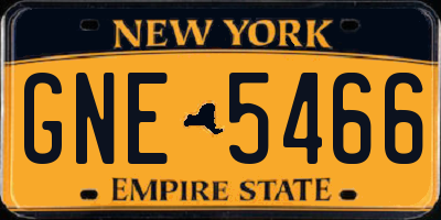 NY license plate GNE5466