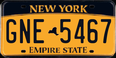 NY license plate GNE5467