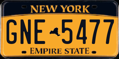 NY license plate GNE5477