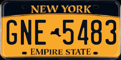 NY license plate GNE5483