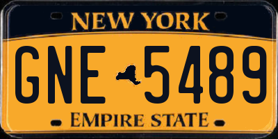 NY license plate GNE5489