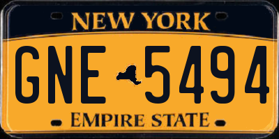 NY license plate GNE5494