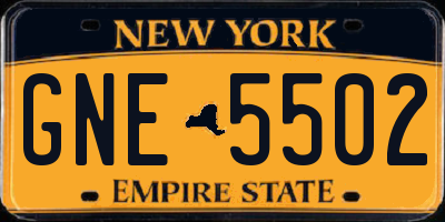 NY license plate GNE5502