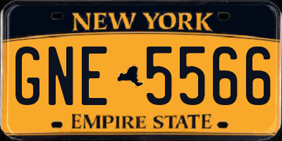 NY license plate GNE5566