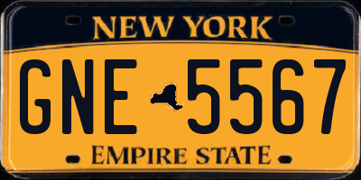 NY license plate GNE5567