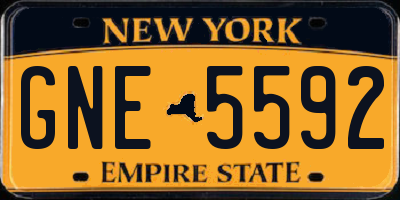NY license plate GNE5592