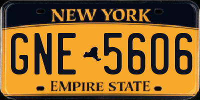 NY license plate GNE5606