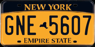 NY license plate GNE5607