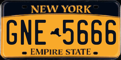 NY license plate GNE5666