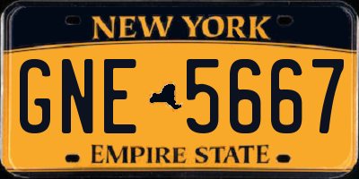 NY license plate GNE5667