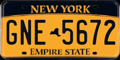 NY license plate GNE5672