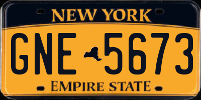 NY license plate GNE5673