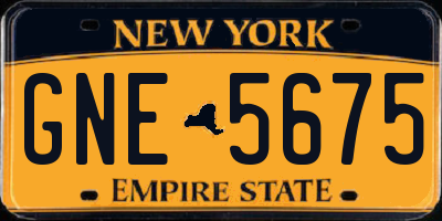NY license plate GNE5675