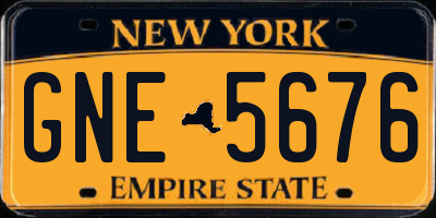 NY license plate GNE5676