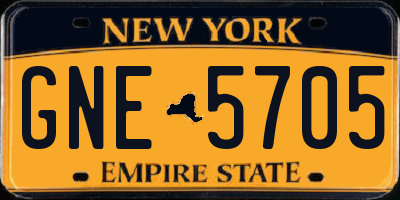NY license plate GNE5705