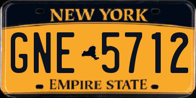 NY license plate GNE5712