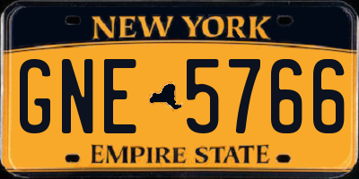 NY license plate GNE5766