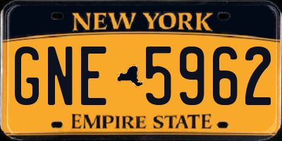 NY license plate GNE5962