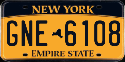 NY license plate GNE6108