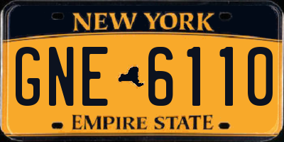 NY license plate GNE6110