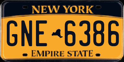 NY license plate GNE6386