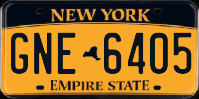 NY license plate GNE6405