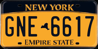 NY license plate GNE6617