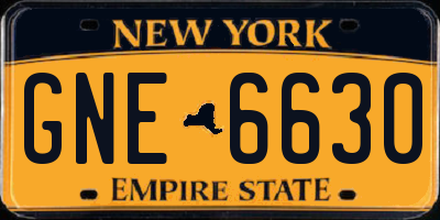 NY license plate GNE6630