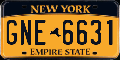 NY license plate GNE6631
