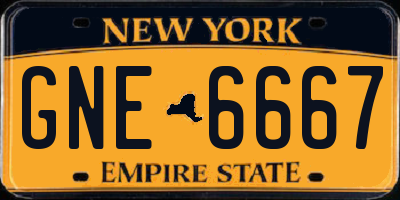 NY license plate GNE6667
