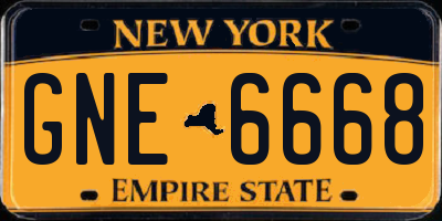 NY license plate GNE6668