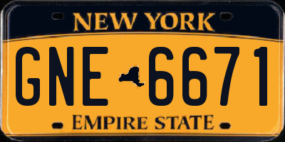 NY license plate GNE6671