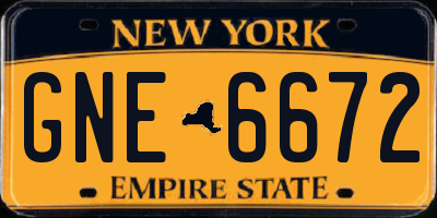 NY license plate GNE6672