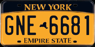 NY license plate GNE6681