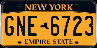 NY license plate GNE6723