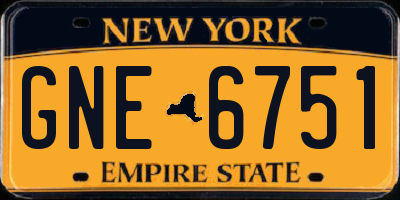 NY license plate GNE6751