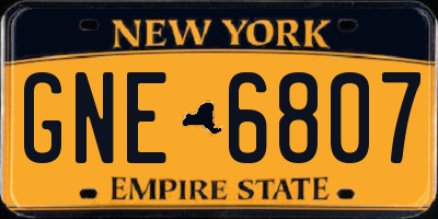 NY license plate GNE6807