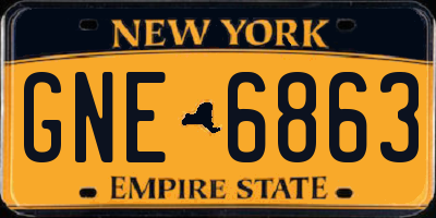 NY license plate GNE6863