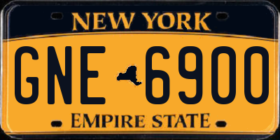 NY license plate GNE6900