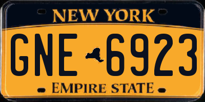 NY license plate GNE6923