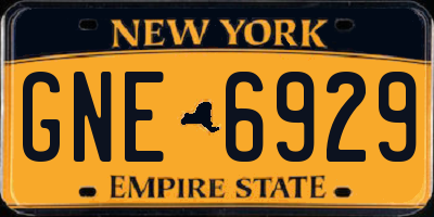 NY license plate GNE6929