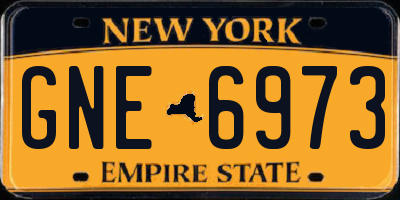 NY license plate GNE6973