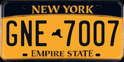 NY license plate GNE7007