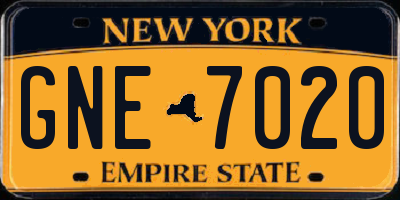 NY license plate GNE7020