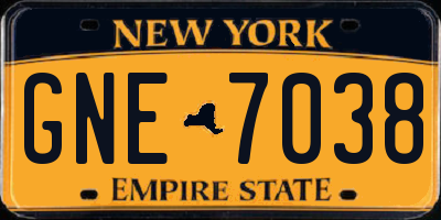 NY license plate GNE7038