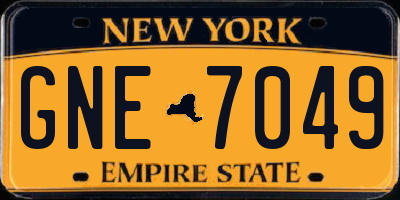 NY license plate GNE7049