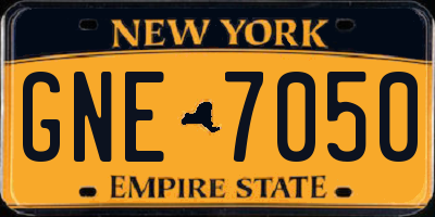 NY license plate GNE7050