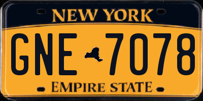 NY license plate GNE7078